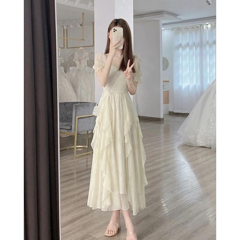 Hot Sale / 2022 New French Fairy Gentle Wind Long Skirt High-Quality Design Slim White Dress for Women #3