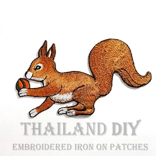 ตัวรีดติดเสื้อ ลาย การ์ตูน กระรอก Squirrels Animal Cartoon Patch wop งานปัก DIY ตัวรีดสัตว์ ตัวรีด อาร์มติดเสื้อ กระเป๋า