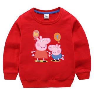 READY STOCK Peppa Pig Boys เสื้อเด็กแขนยาวเสื้อ Pullover ทนกว่าเสื้อ