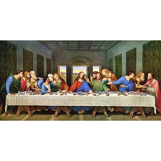 ภาพวาดปักเพชร ทรงกลม ลาย The Last Supper Jesus สําหรับตกแต่งบ้าน