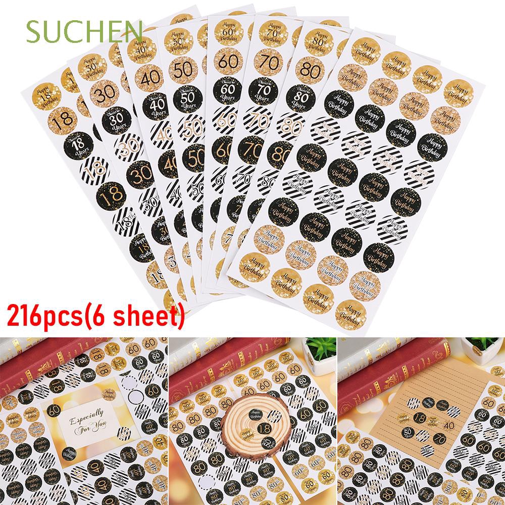 SUCHEN 216Pcs Cards Craft Sealing Paper Party Supplies Cookie Bags Handmade Kraft Tag Stamp