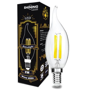 SHINING หลอดไฟไส้วินเทจ ไส้เกลียว ขั้ว E14 รุ่น Led Filament Light Bulb Retrolight 4W หลอดไฟโตชิบา Toshiba Lighting