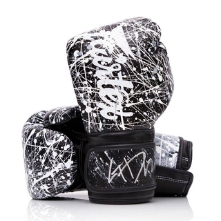 นวมชกมวย รุ่น " BGV14 Black/White Painter " Fairtex Microfiber Gloves - Art Collections