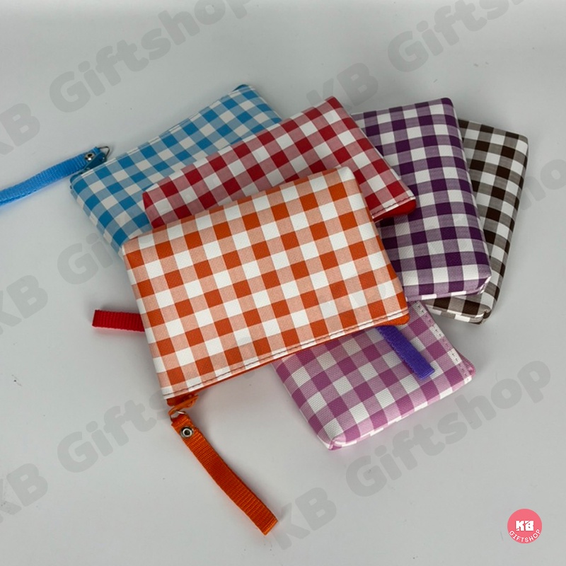 KB กระเป๋าใส่เหรียญ กระเป๋าสตางค์ ของขวัญ ของชำร่วย ของแจกพรีเมี่ยม ขายส่งยกโหล (12ใบ) คละสี ขนาด 4x6 นิ้ว ลายสก๊อต - รูปที่ 2