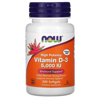 Now Foods, High Potency Vitamin D-3, 125 mcg (5,000 IU), 120 &amp; 240 Softgels