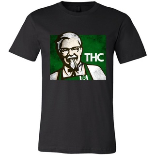 [S-5XL]ขายดี เสื้อยืดผ้าฝ้าย พิมพ์ลาย Fakeda Thc Harland Sandermoke Weed 420 Cannabis_Day Kfc_Parody S สีดํา สําหรับผู้