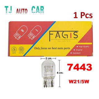 หลอดไฟท้าย  หลอดไฟเบรค อย่างดี T20 21/5W 12V. 2 ไส้ 7443  แบบเสียบ จำนวน 1 หลอด