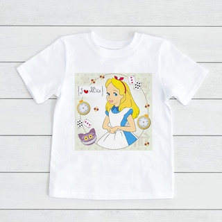 เสื้อยืด พิมพ์ลาย Alice In Wonderland DRINK ME แฟชั่นสําหรับเด็ก