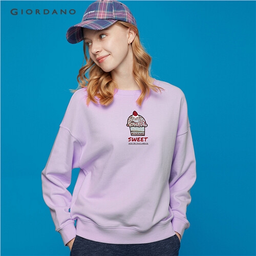 GIORDANO WOMEN Printed graphic crewneck loose sweatshirt 99399473