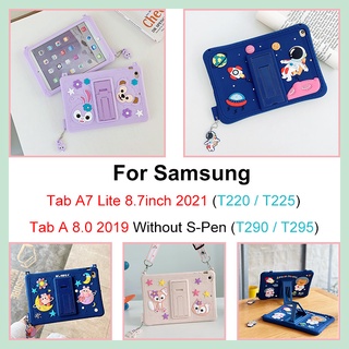 เคสซิลิโคน ลายการ์ตูน พร้อมขาตั้ง พับได้ สําหรับ Samsung Tab A7 Lite 2021 T220 T225 Tab A 8.0 2019 T290 T295