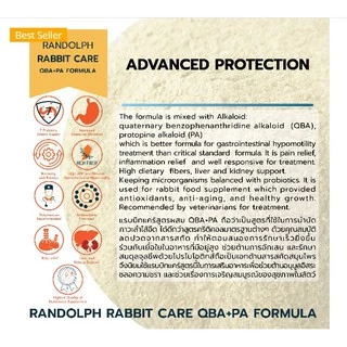 RANDOLPH RABBIT CARE แรนดอล์ฟ อาหารเสริมพลังงานกระต่ายป่วย สูตร QBA+PA (70 กรัม)