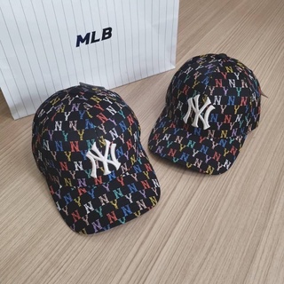 พร้อมส่ง หมวก MLB multi color crayon monogram cap  สีขาว 🤍 สีดำ 🖤🌈