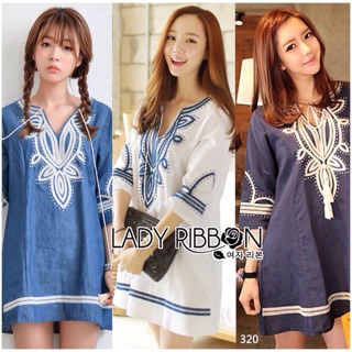 🎀 Lady Ribbons Made 🎀 Lady Claire Rich Embroidered Boho Cotton Dress เดรสผ้าคอตตอนปักลายแน่นสไตล์