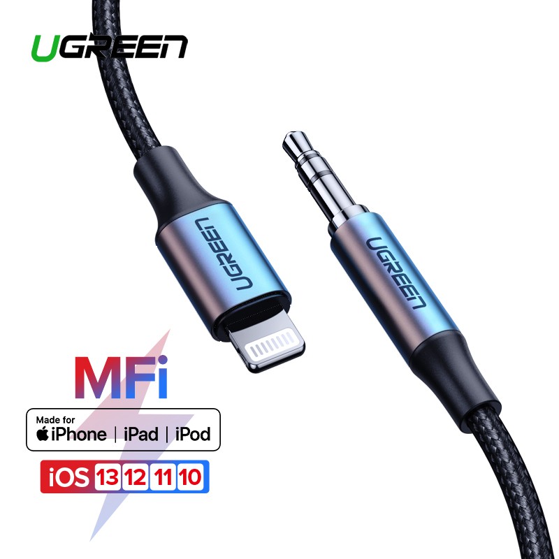 UGREEN Original MFi Lighting to 3.5mm 1M Audio Cable Audio Adapter For iPhone 11promax/7/8plus/XRr/X