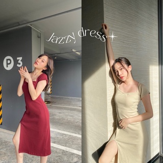 TR.CLOSETS JAZZY DRESS เดรสผ้าริปผ่าหน้า l Burgundy / Nude