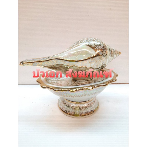 หอยสังข์ กระเบื้อง ลายมุก หอยสังข์พร้อม พาน มีให้เลือก 2 ขนาด เล็ก ใหญ่