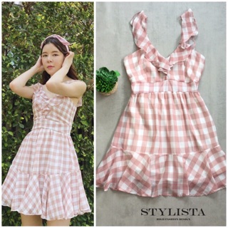 เดรสลายตาราง (XS/S/M) By STYLISTA
