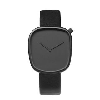 นาฬิกาข้อมือชายหญิง,Minimal,PEBBLE 01 BLACK STEEL ON BLACK ITALIAN LEATHER