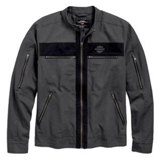 เสื้อแจ็คเก็ตลิขสิทธิ์แท้ HARLEY-DAVIDSON Mens Exposed Zippered Canvas Casual Jacket