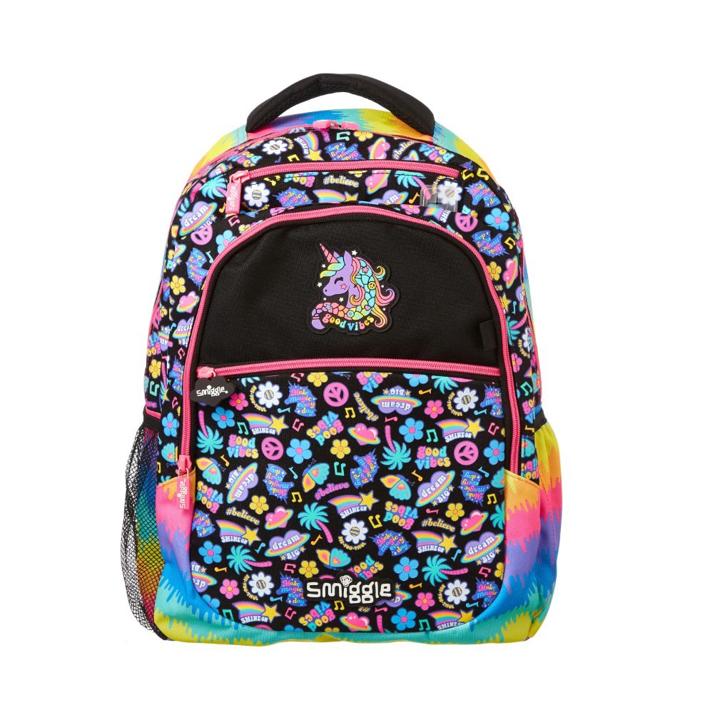 ✈✈ Smiggle Express Backpack ขนาด 16 นิ้ว กระเป๋าเป้ กระเป๋านักเรียน สีดำ ลายยูนิคอน   ของแท้ 💖 AUD