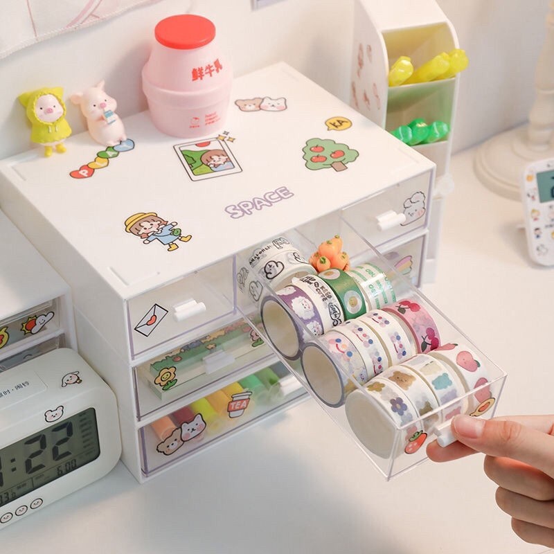 HomeDee ฟรีสติกเกอร์2แผ่น กล่องเก็บของแบบมีลิ้นชัก ใส่เครื่องสำอาง และอุปกรณ์ต่างๆ พร้อมส่ง - รูปที่ 4