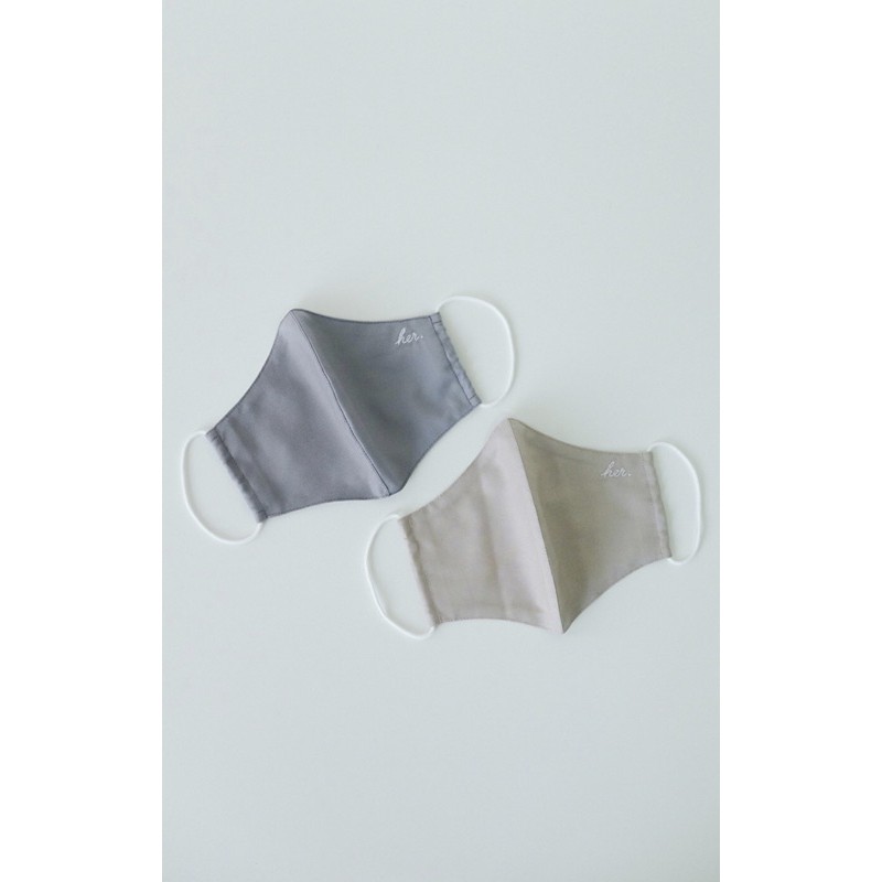 Tea Label x Eunoia Mask Duckbill เย็บปักถักร้อย HER ชุด 2 ชิ้น