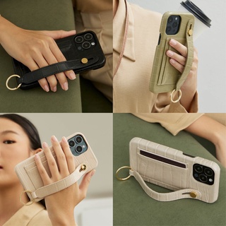 (โค้ด8MUSE65ลด65.-)(12 series)MUSE Hand Strap Card Holder Phone Case EARTH Tone