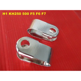 KAWASAKI H1 KH250 500 F5 F6 F7 F8 S1 S2 G4TR KV100 MIRROR BRACKET CLAMP SET PAIR // แคล้มป์ยึดกระจกมองข้าง