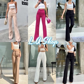 L.A Shop พร้อมส่ง กางเกงเอวสูงขายาว มีกระดุมหน้าและซิปด้านหน้ามีไซส์ S-XL เข้ารูป "KL-02"