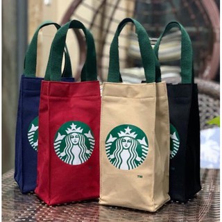 พร้อมส่ง(รุ่นหนา) ถุงผ้า ถุงหิ้ว Starbucks ใส่แก้ว ใส่ของทั่วไป