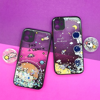 Samsungพร้อมส่ง!! เคสมือถือ TPU ขอบสีกันกล้องกากเพชรกริตเตอร์ ฟรี Griptok เคสการ์ตูน