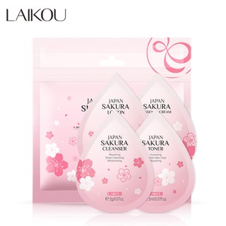 Laikou Sakura Skin Care 2กรัมคลีนเซอร์ให้ความชุ่มชื้นลดริ้วรอย Cherry blossoms 4 ชิ้น X 5/ชุด.