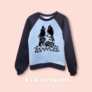 [New] Lyn around แท้💯 Sweater เสื้อสเวตเตอร์ลายนก (สีฟ้า/น้ำเงินเข้ม)