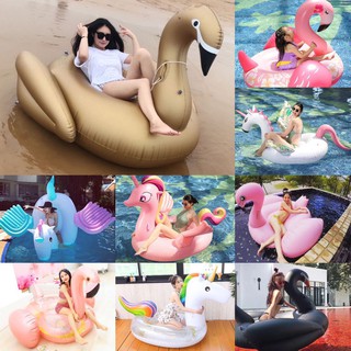 🌈พร้อมส่ง💦🌈Inflatable Float แพยางเป่าลม แพเป่าลมลอยน้ำในสระ ขนาดใหญ่ รูปนกฟลามิงโก้,ยูนิคอน,หงส์