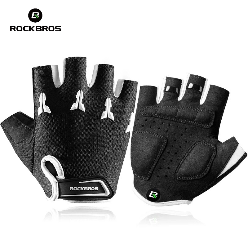 ROCKBROS ถุงมือจักรยาน เด็ก ฤดูร้อน จักรยาน โรลเลอร์สเก็ต ระบายอากาศ SBR กันกระแทก ครึ่งถุงมือ