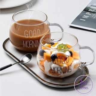 [A641] สกินตัวหนังสือ  แก้วกาแฟ  Good MORNING  ดีไซน์เลิศ  Breakfast glass