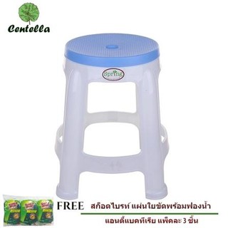 เก้าอี้พลาสติก BEST CHAIR BLUE ฟรี ฟองน้ำทำความสะอาด 3 ชิ้น