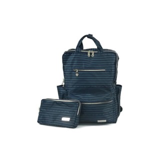 HAPITAS Back Pack(A) กระเป๋าพับ เป้พับหูจับ ลาย Ribbon Border Navy