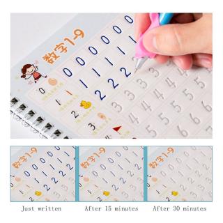 4 Book / Set Kids Book Reusable Learning Copybook Writing Practice Template Calligraphy Practice Book (with Free Pens)