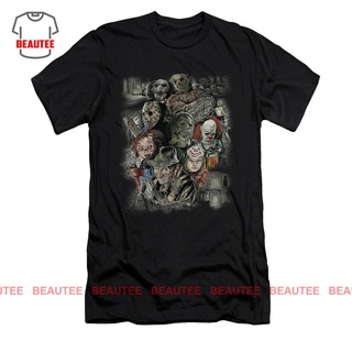 ROUND คอลูกเรือเสื้อยืด พิมพ์ลายหนังสยองขวัญ Murderers-4XL