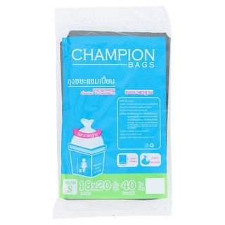 แชมเปี้ยน ถุงขยะแบบมาตรฐาน ขนาดเล็ก 18 x 20 นิ้ว 40 ใบ ถุงขยะ Champion Small Size 18 x 20inches Standard Garbage Bags 40