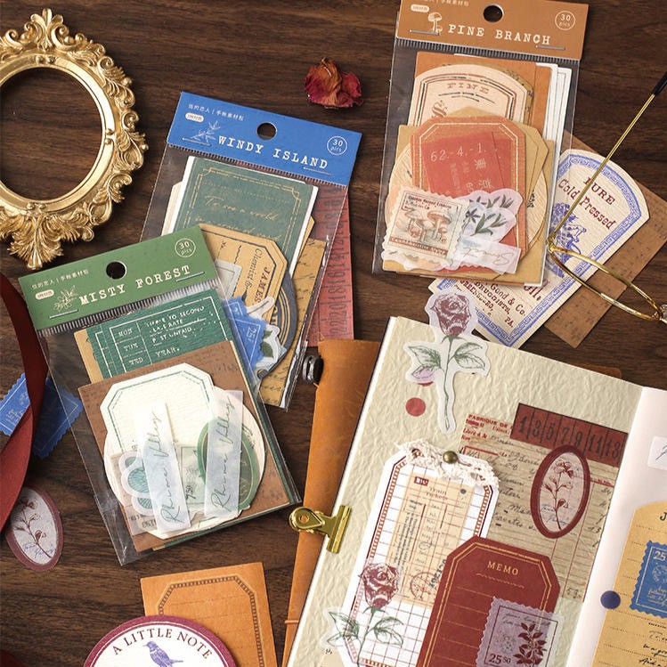 Sunset และ Time Journal Pack กระดาษและสติ๊กเกอร์สําหรับ Journaling Junk Journal ตกแต่งกระดาษหัตถกรรม