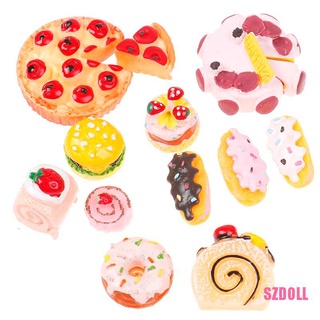 [SZDOLL] ขนมปังสตรอเบอร์รี่ เค้กวันเกิด ขนมหวานจิ๋ว สําหรับตกแต่งบ้านตุ๊กตา 10 ชิ้น