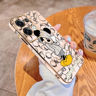 เคส OPPO Reno 7 8 Pro 5G Reno7 Z 5G Reno8 Z Reno7 4G เคสโทรศัพท์มือถือแบบนิ่ม TPU ลายการ์ตูนมิกกี้เมาส์น่ารัก พร้อมสายคล้อง หรูหรา