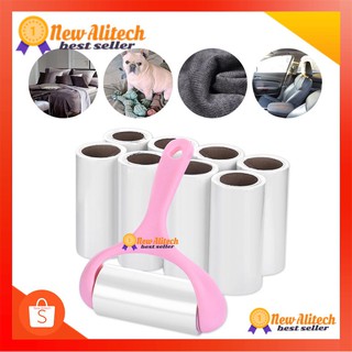 New Alitech ที่กลิ้งเก็บขนสีชมพู ลูกกลิ้งฝุ่น ที่กลิ้งขน ด้ามชมพู