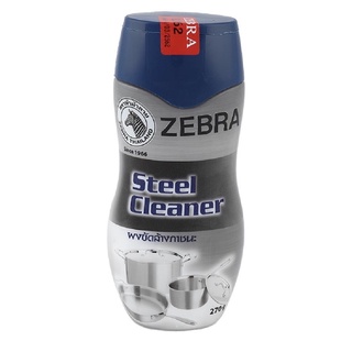 Zebra ผงขัดสแตนเลส ผงขัดล้างภาชนะ ผงขัด  270กรัมตราหัวม้าลายใช้สำหรับขจัดคราบสกปรกบนภาชนะผิวสแตนเลสให้เครื่องครัวดูเงา