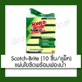 3M สก๊อตช์-ไบรต์ Scotch-Brite แผ่นใยขัดพร้อมฟองน้ำ (10ชิ้น/แพ็ค) แผ่นใยขัด ฟองน้ำ