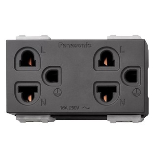 เต้ารับคู่ 3 ขา+กราวด์ PANASONIC WEGN 15929 H สีเทา DOUBLE SOCKET PANASONIC WEGN 15929 H 3-PIN GREY