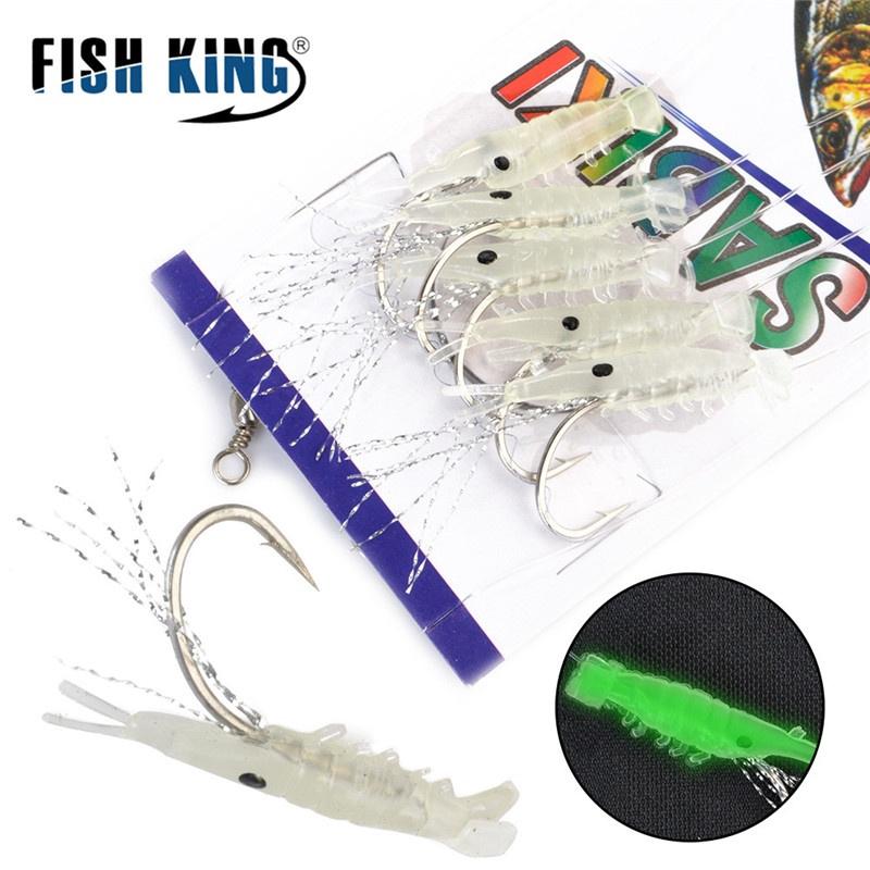 Fishking 5PCS Luminous Fishing Shrimp Line And Hooks For Carp Fishing Tool