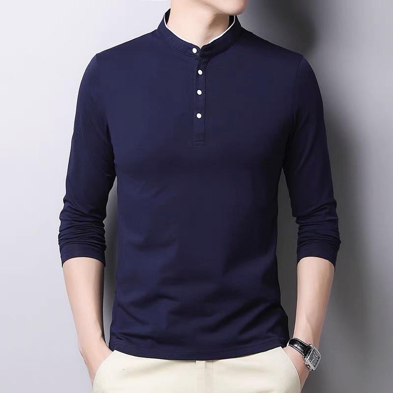เสื้อยืดคอจีนแขนยาวผ้าค๊อตตอนแท้100%หลายสไตล์ ทุกสีทุกไซด์